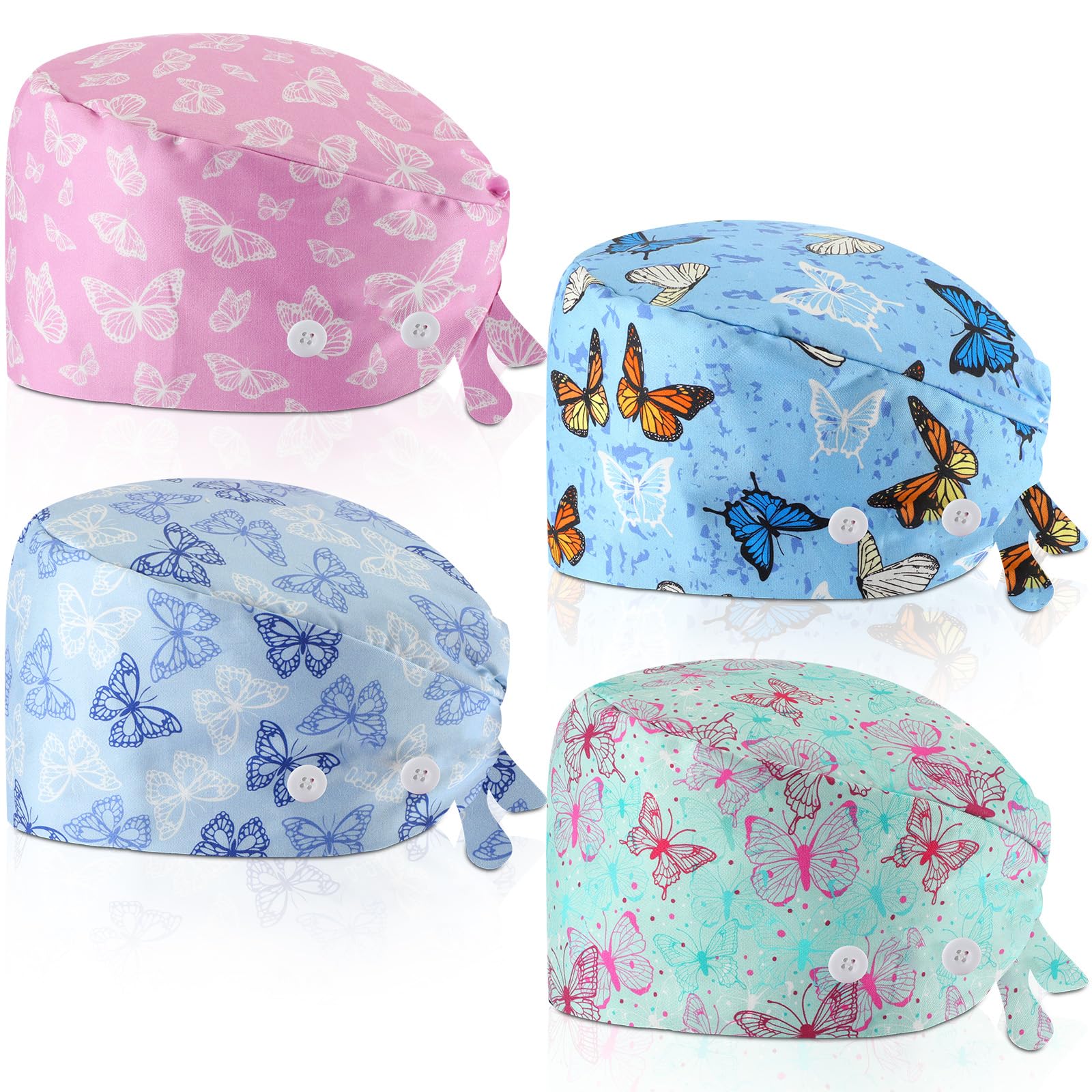 Unittype 4 Pcs Nurse Scrub Caps Women