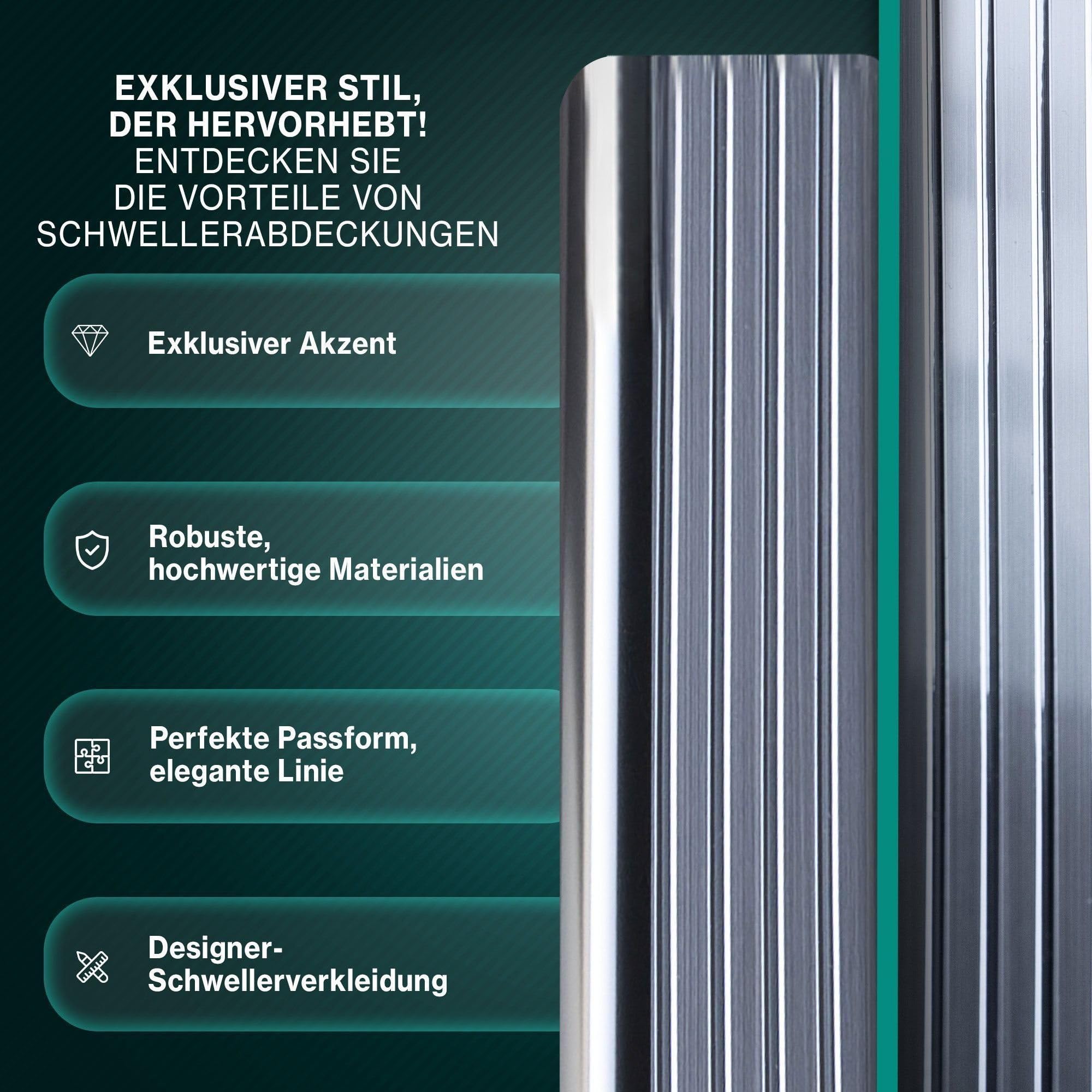 CHROMEMASTER | Einstiegsleisten Edelstahl Kompatibel mit Dacia Jogger I 2022+ | Rostfreier Stahl, Gebürstet; Kratzschutz für Türschweller-Auto Zubehör Selbstklebend: 4 Stk.-teiliges Set