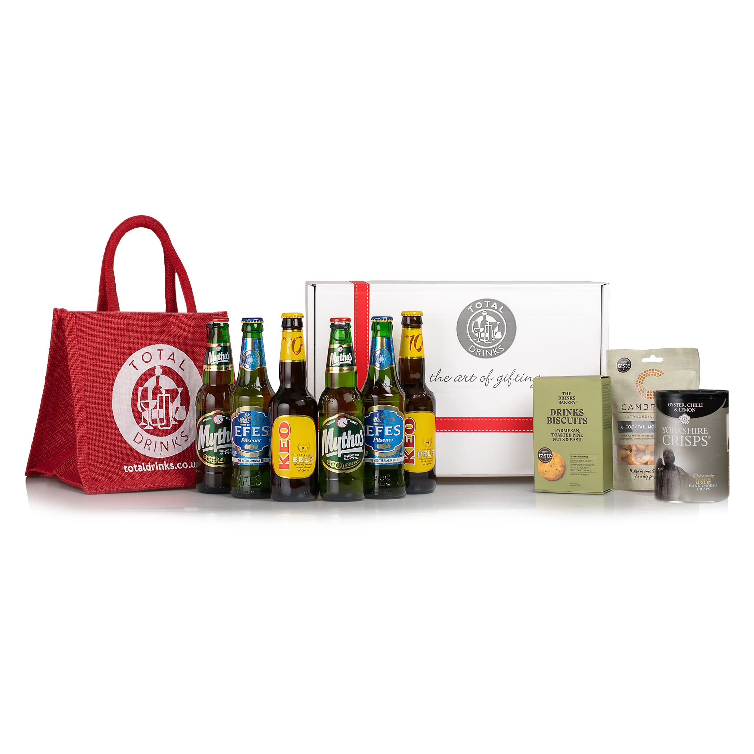 Mediterranean Gift Hamper with Complimentary Snacks - Kyos Beer - Mythos Greek Beer - Efes Beer - Gift Set for Men and Women