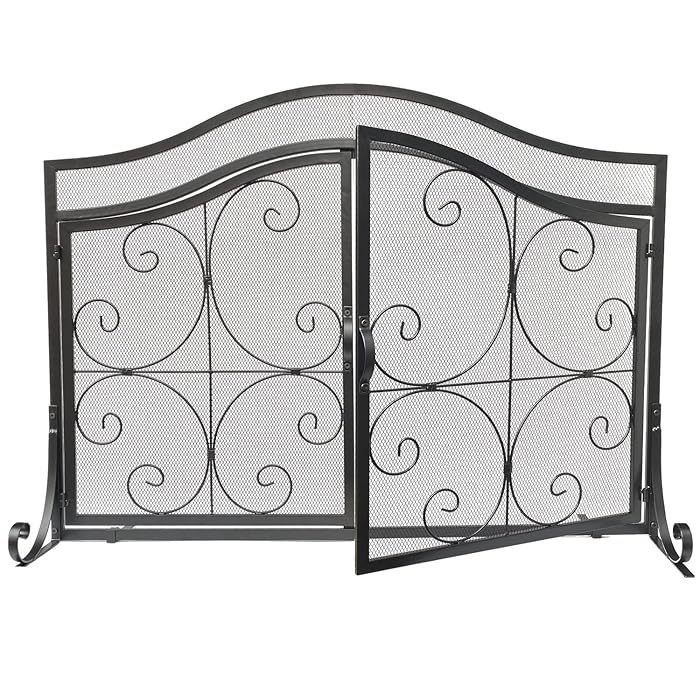 Buy Black Fireplace Screen with Doors Fireplace Cover Screen Fireplace