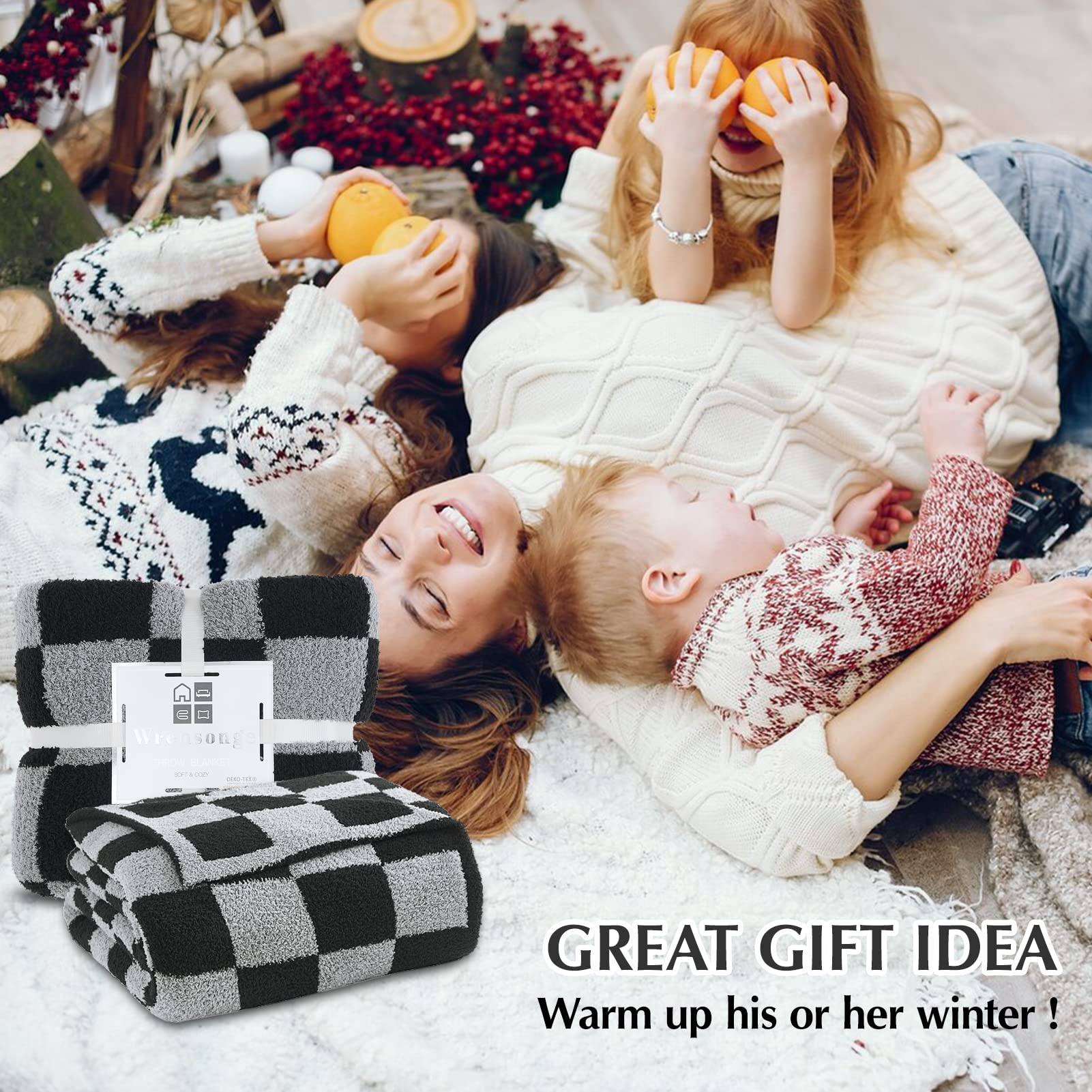 Amazon.com: WRENSONGE Checkered Throw Blanket, Black Grey Checkered  Microfiber Soft Cozy Fluffy Warm Hand Made Weave Throw Blankets for Couch,  Sofa, Chair, Bed, Picnic,Travel Lightweight Bed Blanket - 50*70 : Home u0026