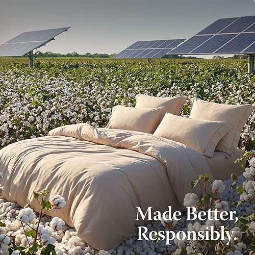 Miniatura 7 de Threadmill - Juego de funda de edredón de tamaño individual y color beige, funda de edredón transpirable, juego de 2 piezas de funda de edredón