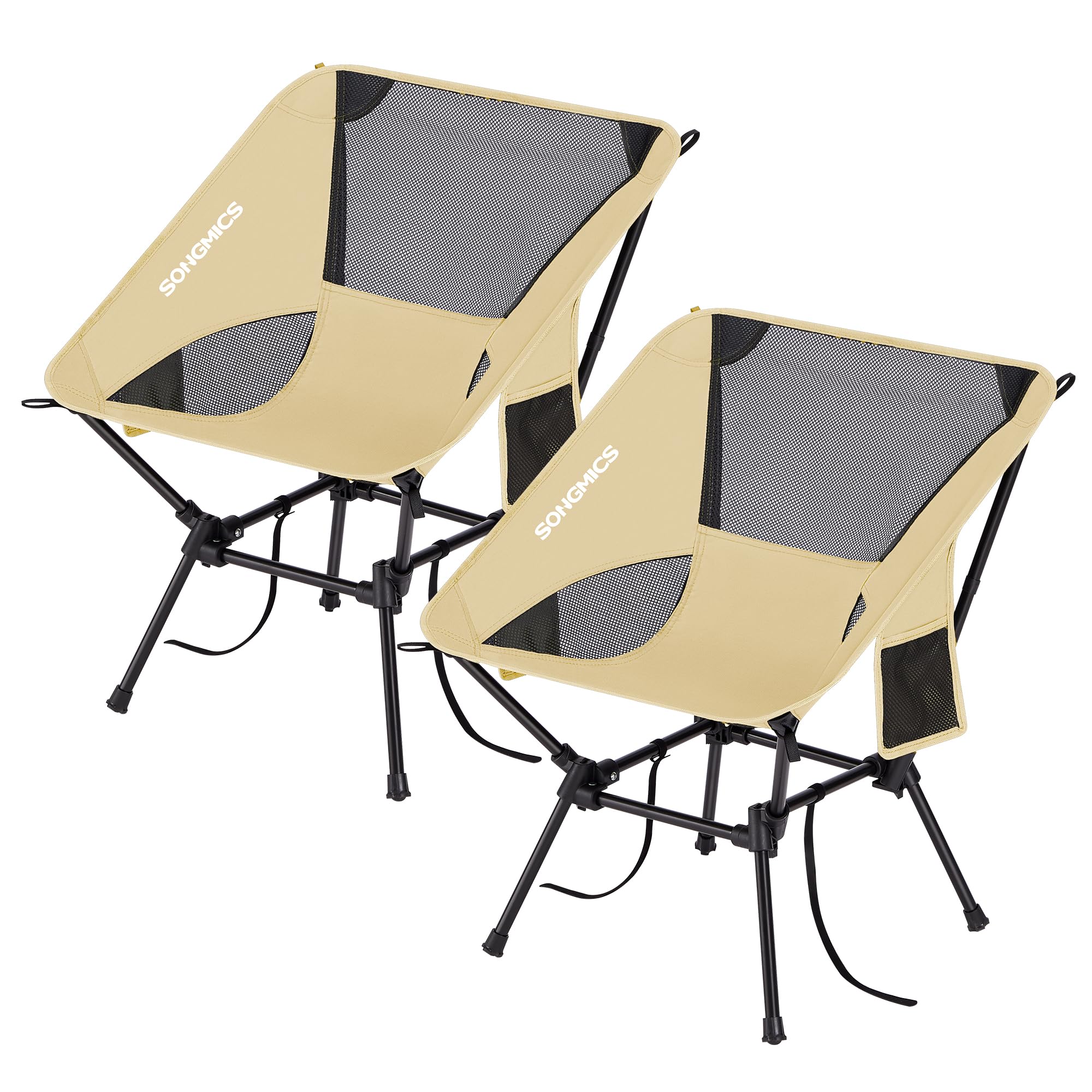 SONGMICS Silla de Camping con Respaldo Bajo, Juego de 2, Silla de Exterior Plegable de Altura Ajustable, Marco de Acero, Carga de 150 kg, con 2 Bolsillos, para Viajes, Negro GCB052BZ01 — view 12