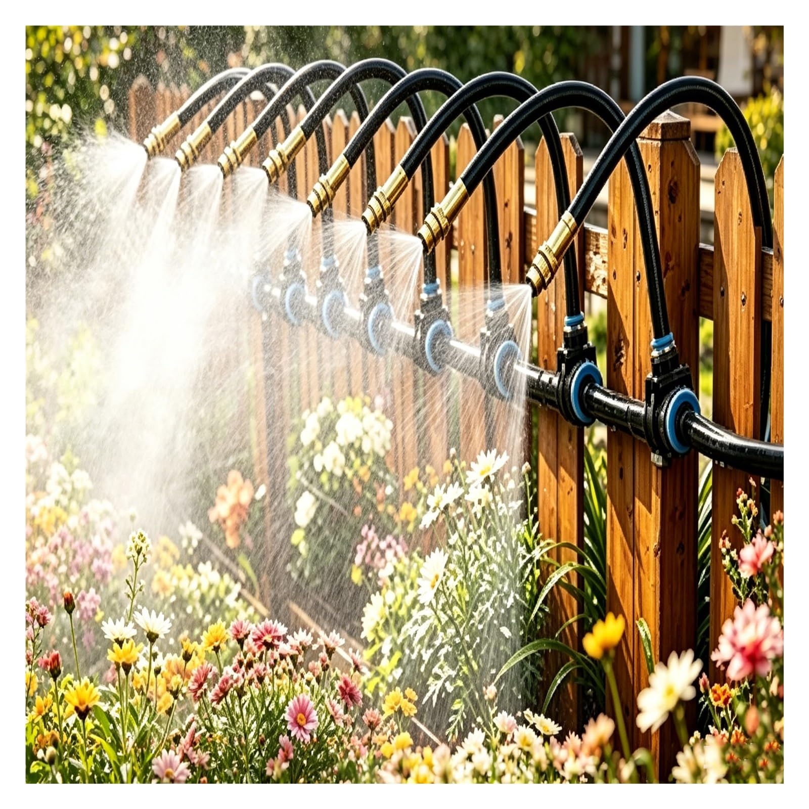 MZZKFC Gooseneck Plant Watering Mist Equipment，Greenhouse Mist Drip Irrigation Kit with Adjustable Water Output Nozzle, 360° Swivel Garden Misting Irrigation