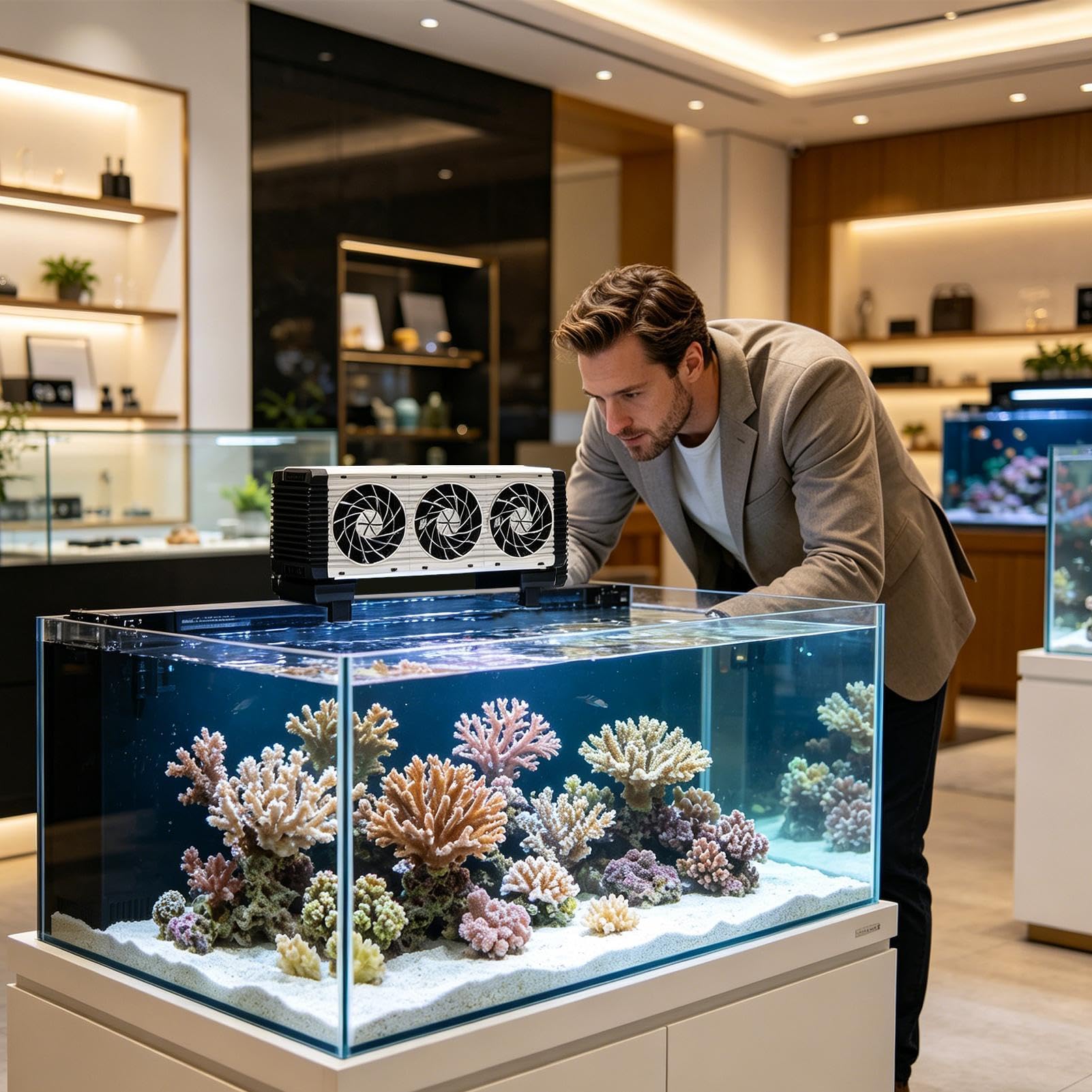 Ventola Per Refrigeratori Per Acquario - Ventola Di Raffreddamento Silenziosa Per Acquario, Refrigeratori Per Acquari Con 5 Regolatori Di Velocità Timer Regolabili | Dispositivo Di Raffreddamento Del