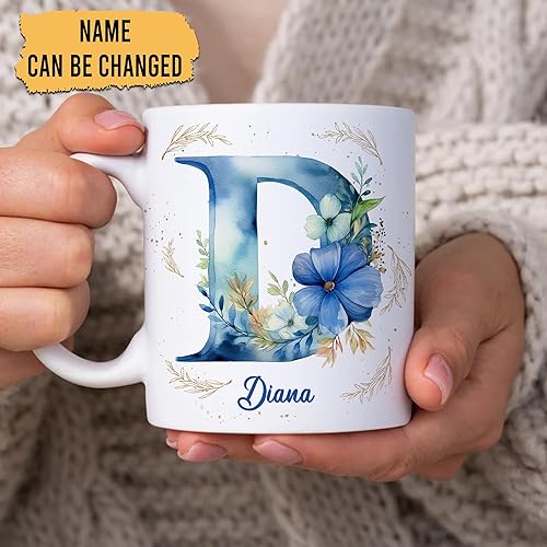 Miniatura 7 de Hyturtle Taza de café personalizada con inicial con nombre, monograma de cumpleaños, regalos de Navidad para niñas y mujeres, letra A del alfabeto