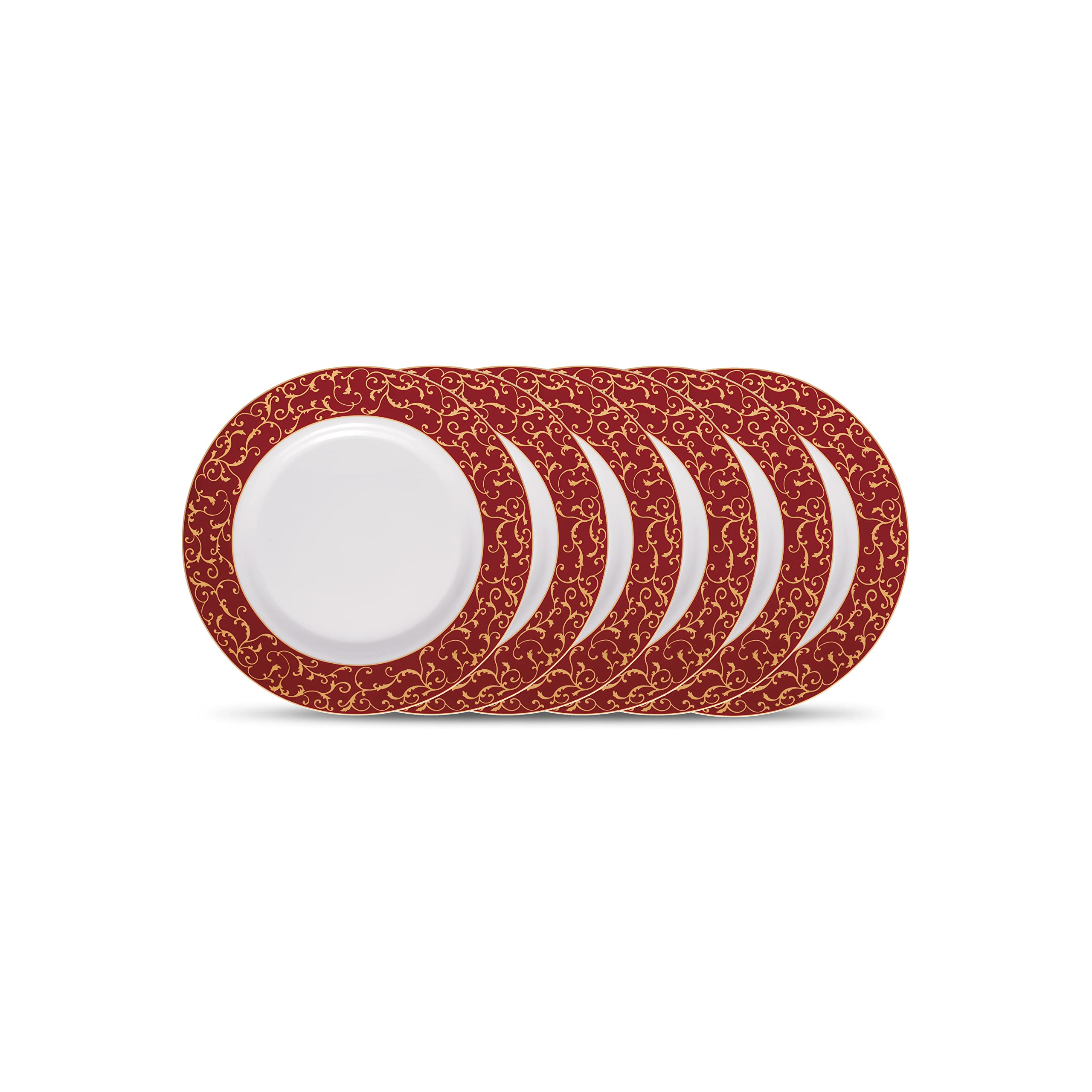 Laopala Anassa Red Set of 6 Pcs Opalware Quarter Plate