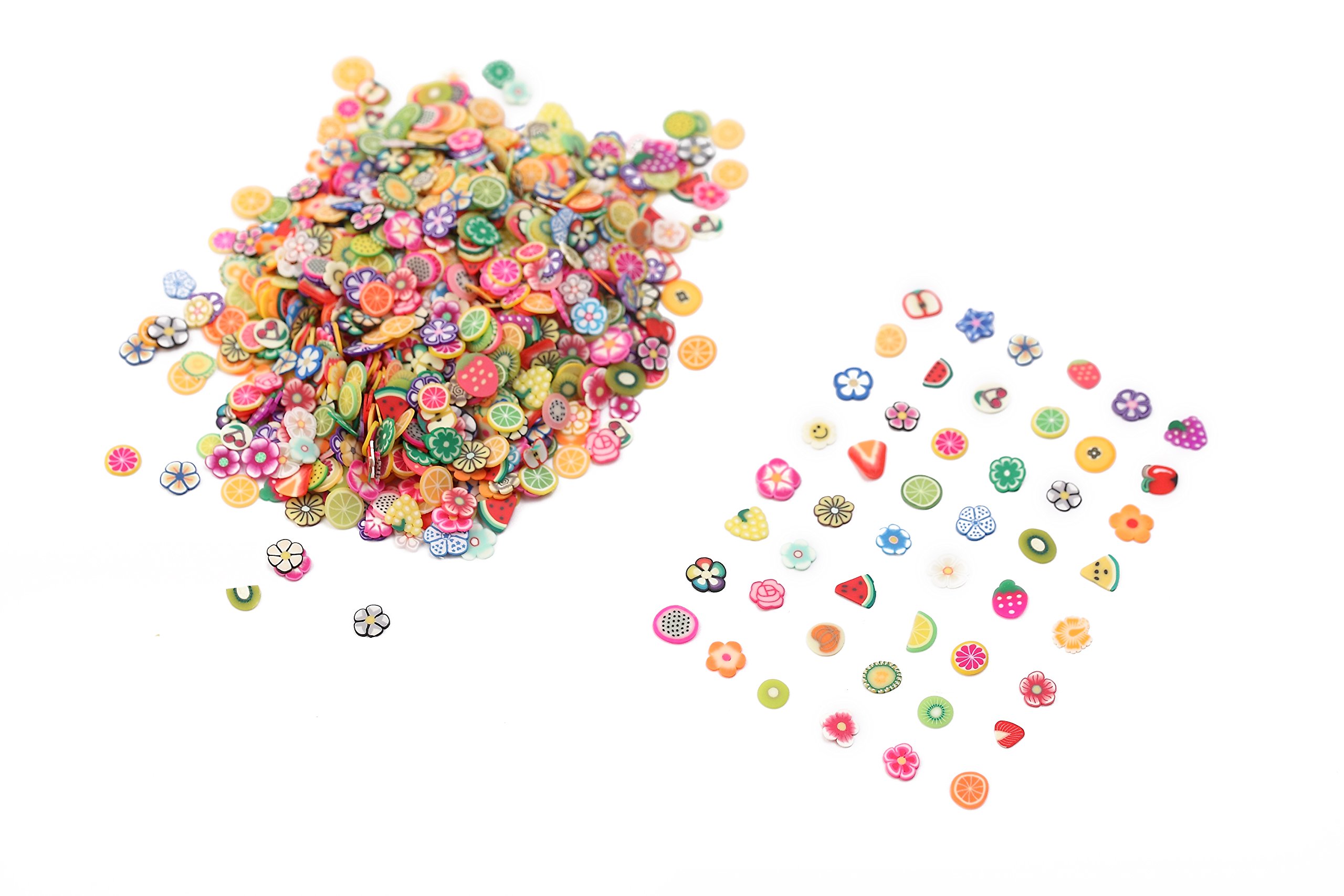1000pcs Fruits Assortis Nail Art 3D Décorations en Pâte Polymère