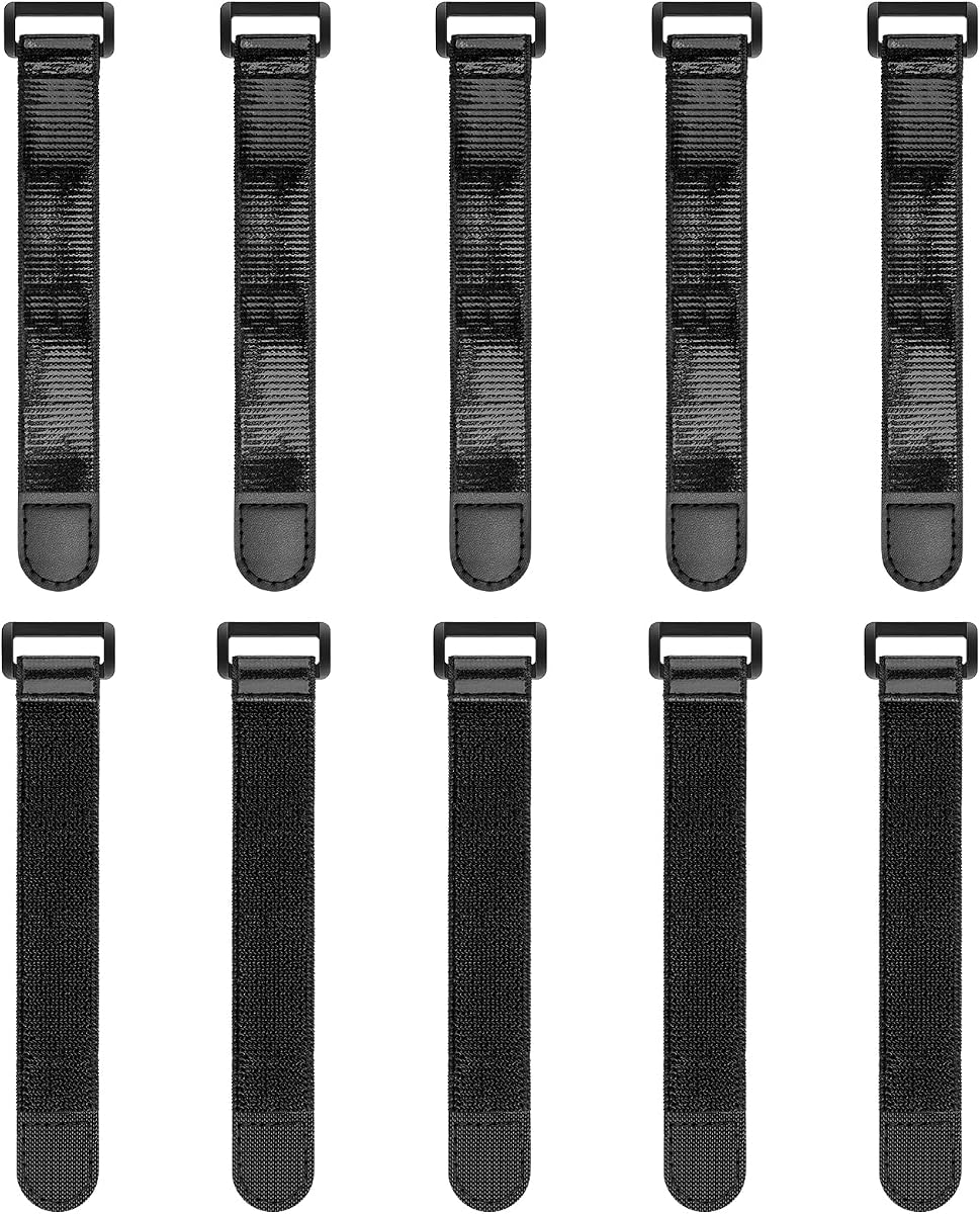 Trilancer Elastic Cinch Straps with Anti-Slip Strips,15cm x 2.5cm (10 Pack) Heavy Duty Multipurpose Hook and Loop Straps for Extension Cords, Cables, Ropes,Hoses, Bike,Pant Garters,Garage and Workshop