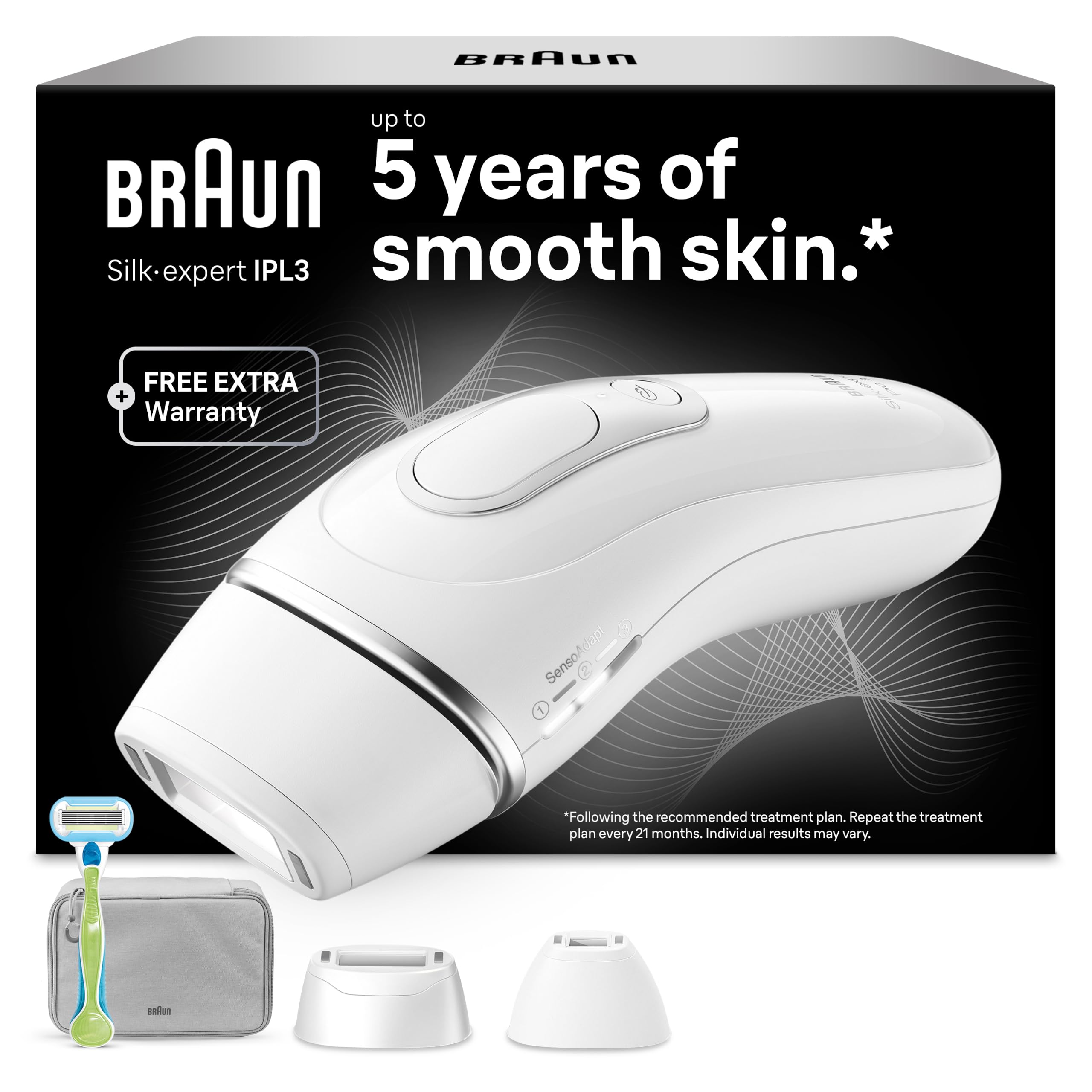 Braun IPL Geräte Haarentfernung Silk·expert Pro 3, PL3222, Weiß/Silber