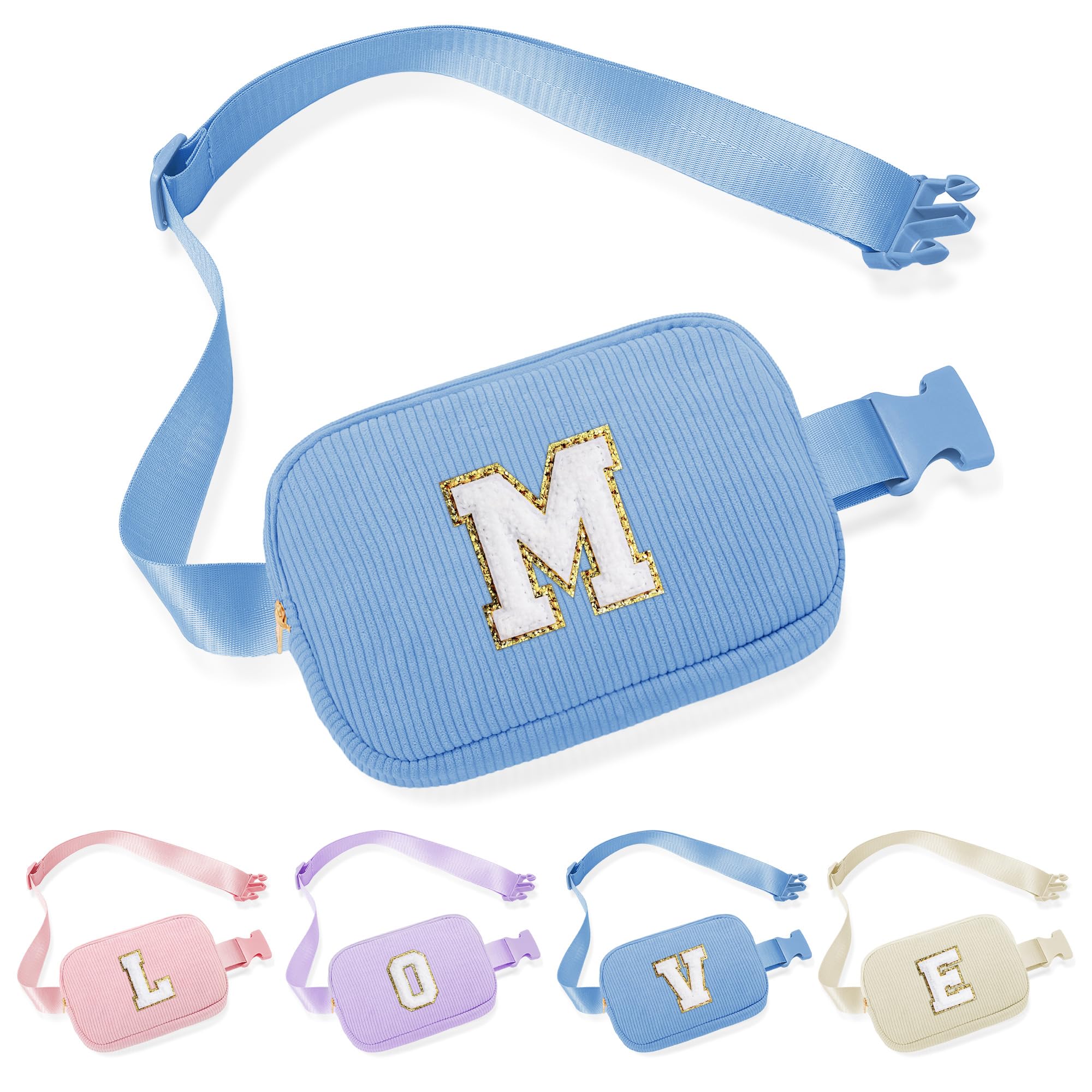 YOOLIFE Initial Belt Bag, Gifts for Teen Girls Kids Birthday Gifts for 3 4 5 6 7 8 9 10 Year Old Girl, Initial Fanny Pack Crossbody Bag Purse for