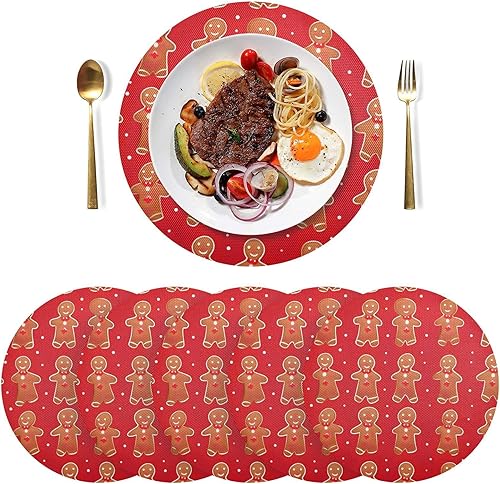 Miniatura 3 de Juego de 4 manteles individuales redondos lavables para mesa de comedor, manteles individuales resistentes al calor para cocina, manteles