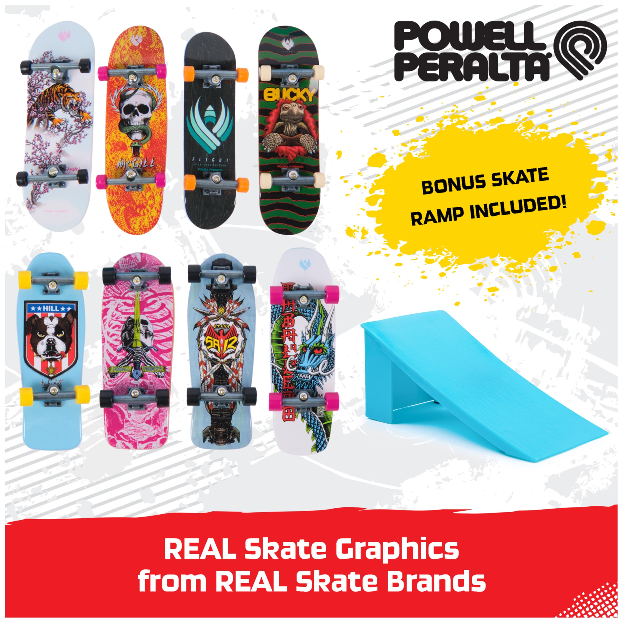 Tech Deck, Powell Peralta Legends SK8Shop Bonus Pack con rampa, Mini Skateboard da Collezione Personalizzabili, Giocattoli per Bambini dai 6 Anni in su