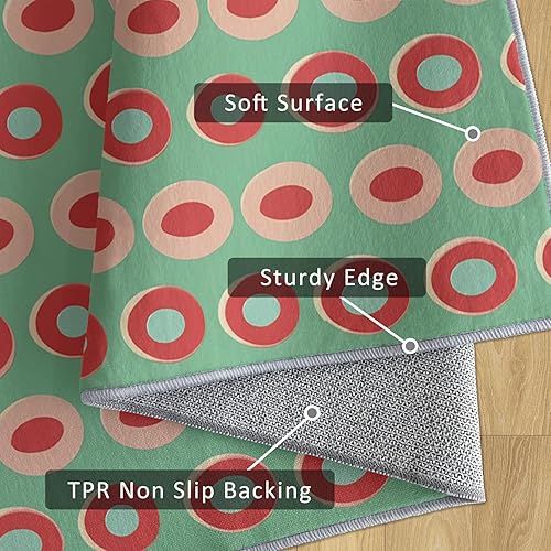 Miniatura 6 de Mid Century Rugs for Living Room, 3x5 70s Retro Modern Abstract Area Rug, Mid Century Decor for Home Bedroom, Non Slip Washable Soft Indoor Carpet