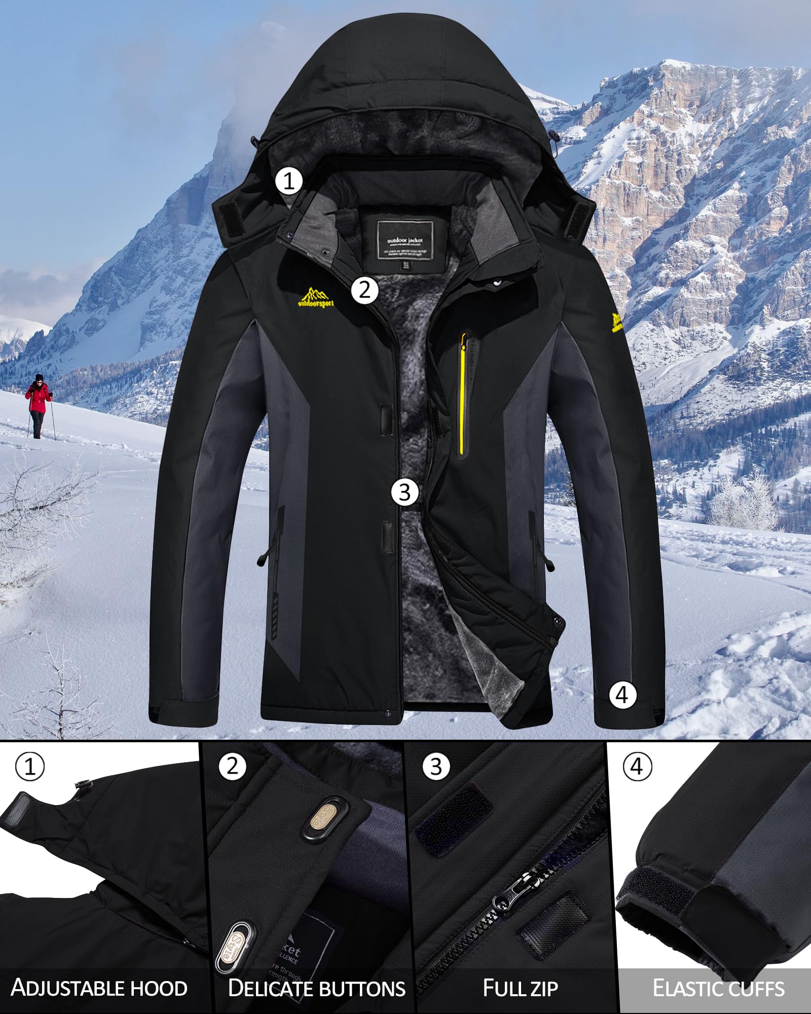 TACVASEN Veste Imperméable Femme Veste Softshell Femme Polaire Capuche Amovible Anorak Manteau Hiver Parka Impermeable Coupe Vent Chaud