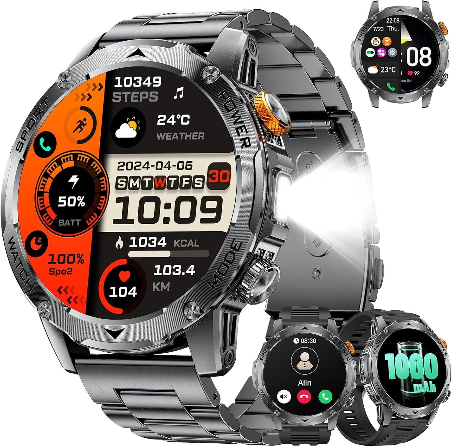 LIGE Smart Watch for Men (Make/Answer Calls) with 1000mAh, 1.75″ HD Screen Smartwatch with Flashligh… LIGE Smart Watch for Men (Make/Answer Calls) with 1000mAh, 1.75″ HD Screen Smartwatch with Flashligh…