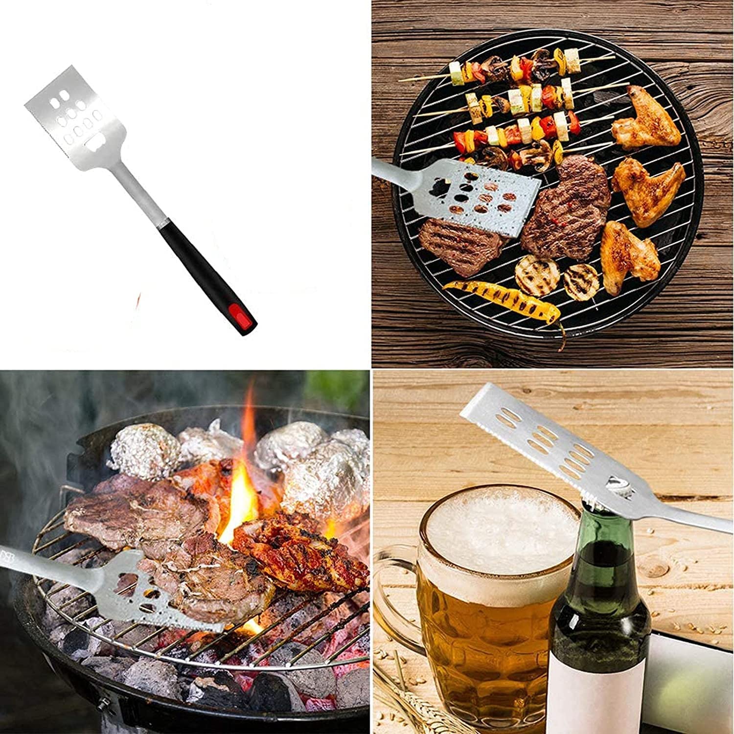Zestaw narzędzi do grilla, 4 w 1 zestaw narzędzi do grillowania Zestawy do grilla na przybory do grillowania, akcesoria do grillowania dla kobiet, mężczyzn, idealny do grilla w podróży i dla entuzjast