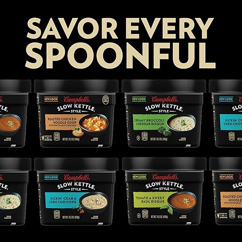 Miniatura 10 de Campbell's Slow Kettle Style - Sopa de papas al horno con tocino ahumado sin curar de madera de manzano, cuenco para microondas de 15.5 onzas