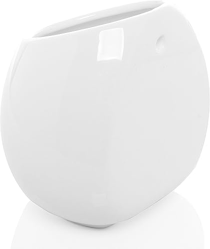 Miniatura 5 de MyGift Jarrón de cerámica blanca de 6 pulgadas, para colgar o de escritorio, suculenta cadena de perlas, cactus para interiores, juego de 2