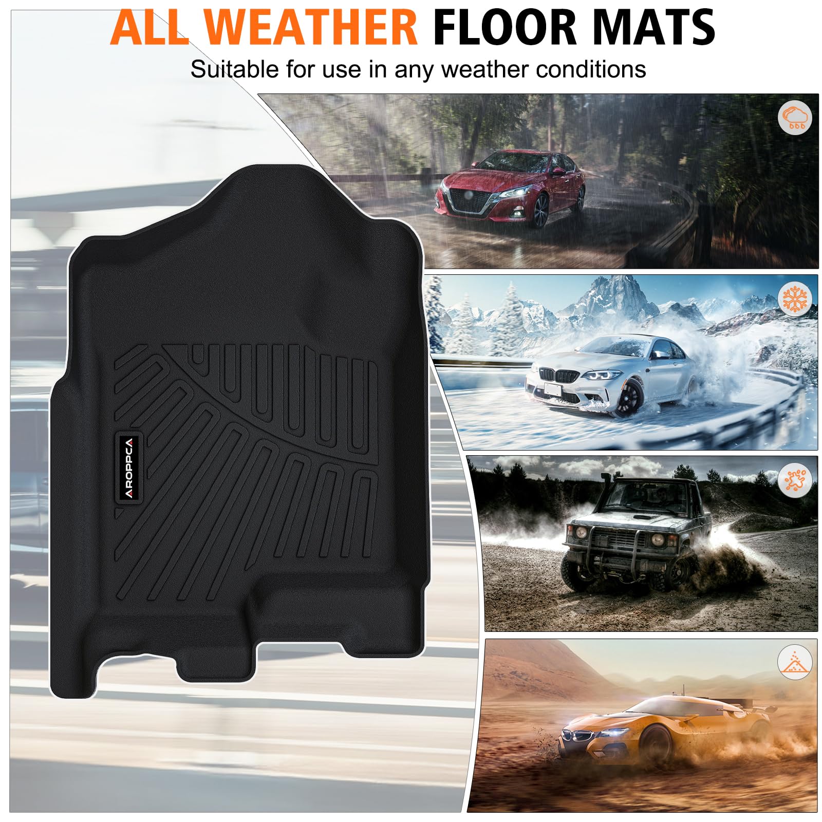 All Weather Car Floor Mats for 2007-2013 Chevy Silverado GMC Sierra 1500 Crew Cab 2007-2014 Silverado Sierra 2500 — view 8