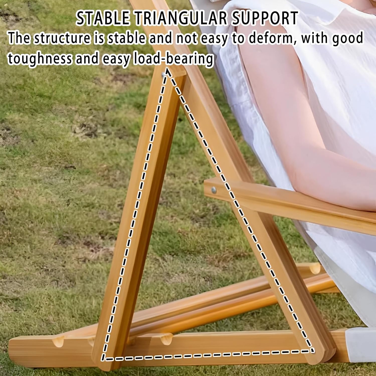 Patio Lounge Chairs Set of 2 Adjustable Outdoor Wooden Sling Chairs Foldable with Adjustable Height Easy to Carry for Patio and Indoor Use Brown One