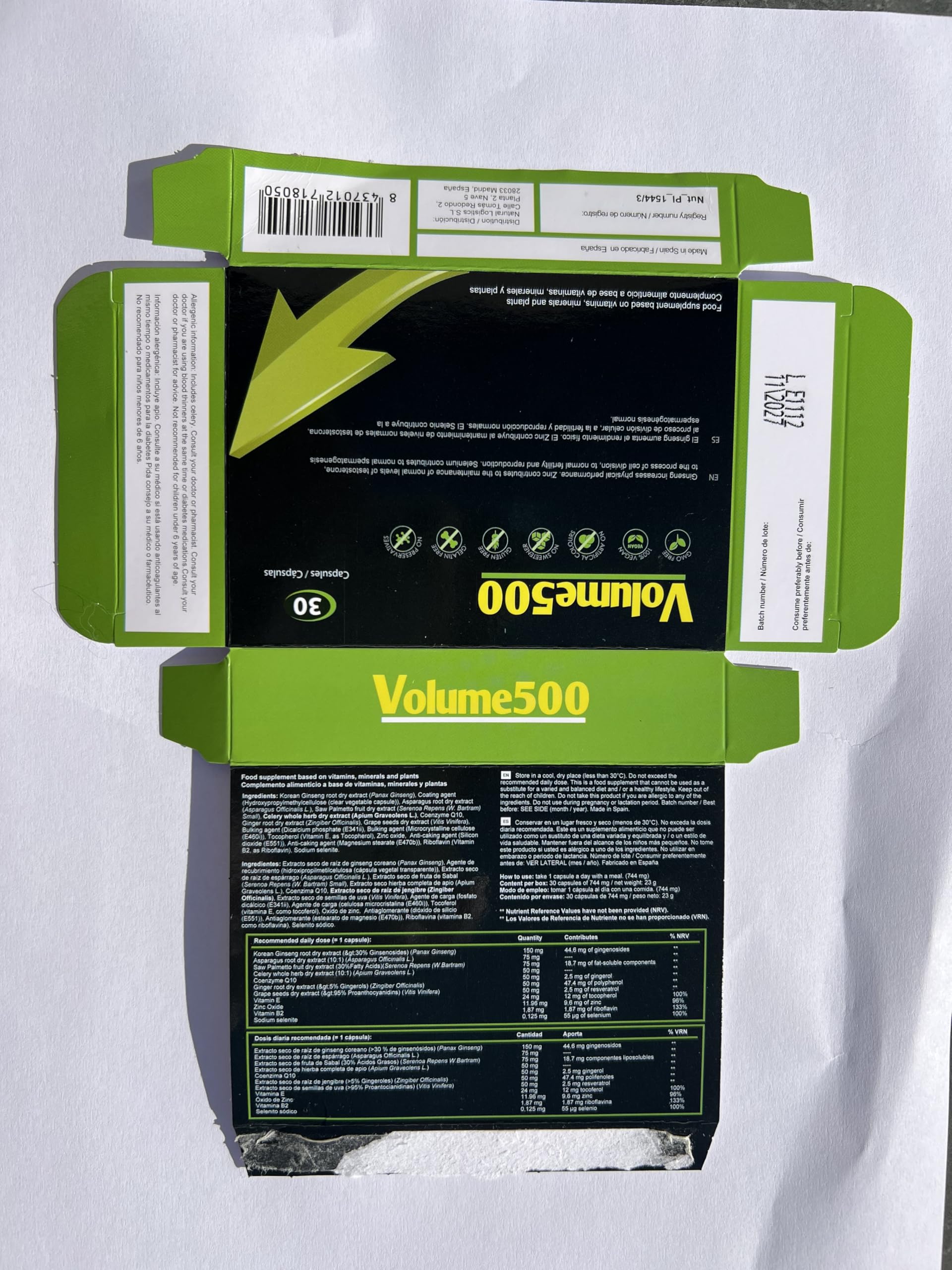 Aumento de esperma - 2 Volume500: Pastillas para aumentar la cantidad de esperma