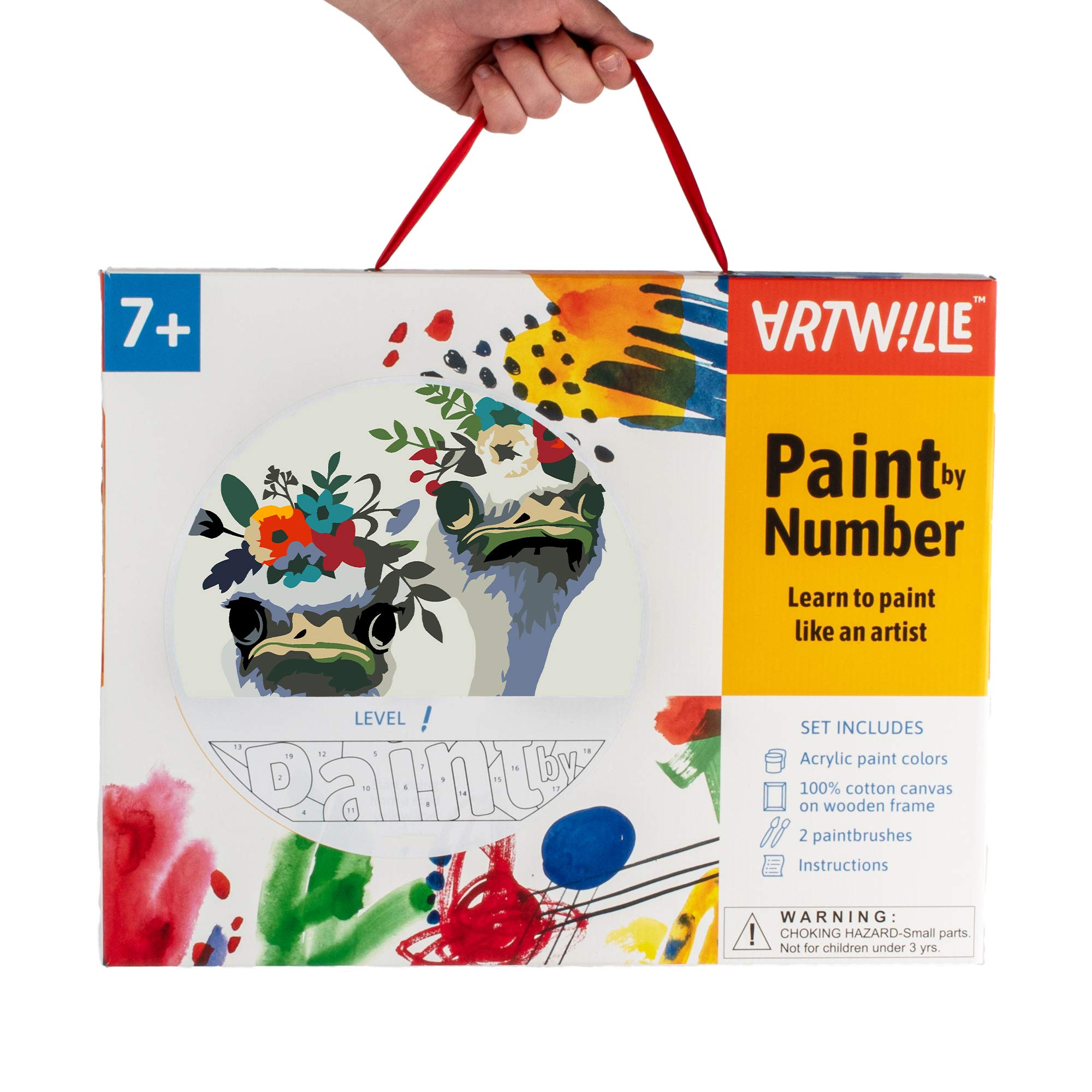 Artwille - Kit per pittura acrilica fai da te con numeri, per adulti e bambini, 35 x 45 cm, motivo: Owens in corona