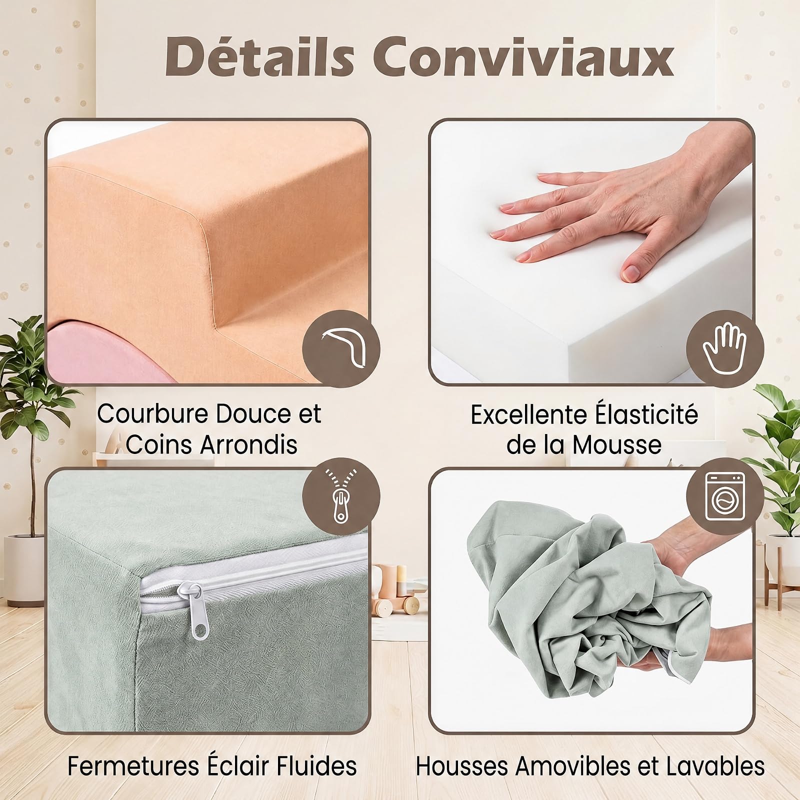 GOPLUS Parcours Motricité Bébé en Mousse 5 Pièces pour Tout-Petits 3+Ans