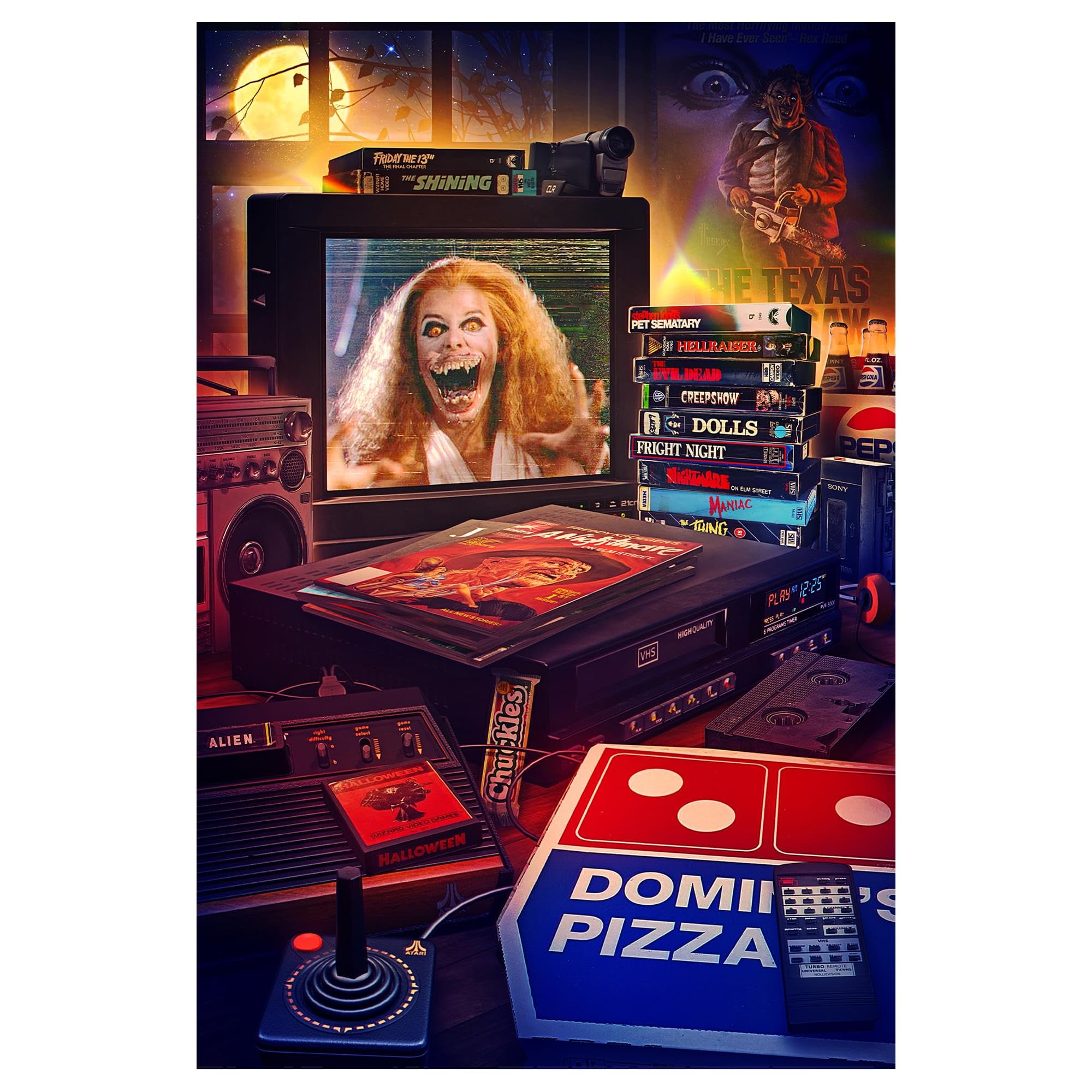 Halloween Pizza Party 1000-Piece Jigsaw Puzzle By Rachid Lotf | Fun Brain Teaser, Toys & Games | 28 x 20 Inches