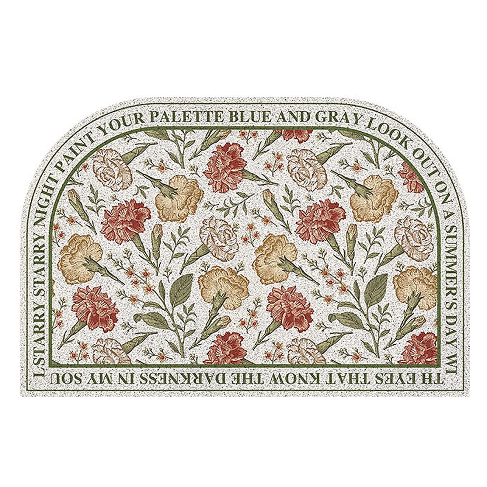 Paillasson antidérapant américain 45x75 cm en PVC avec motif floral végétal