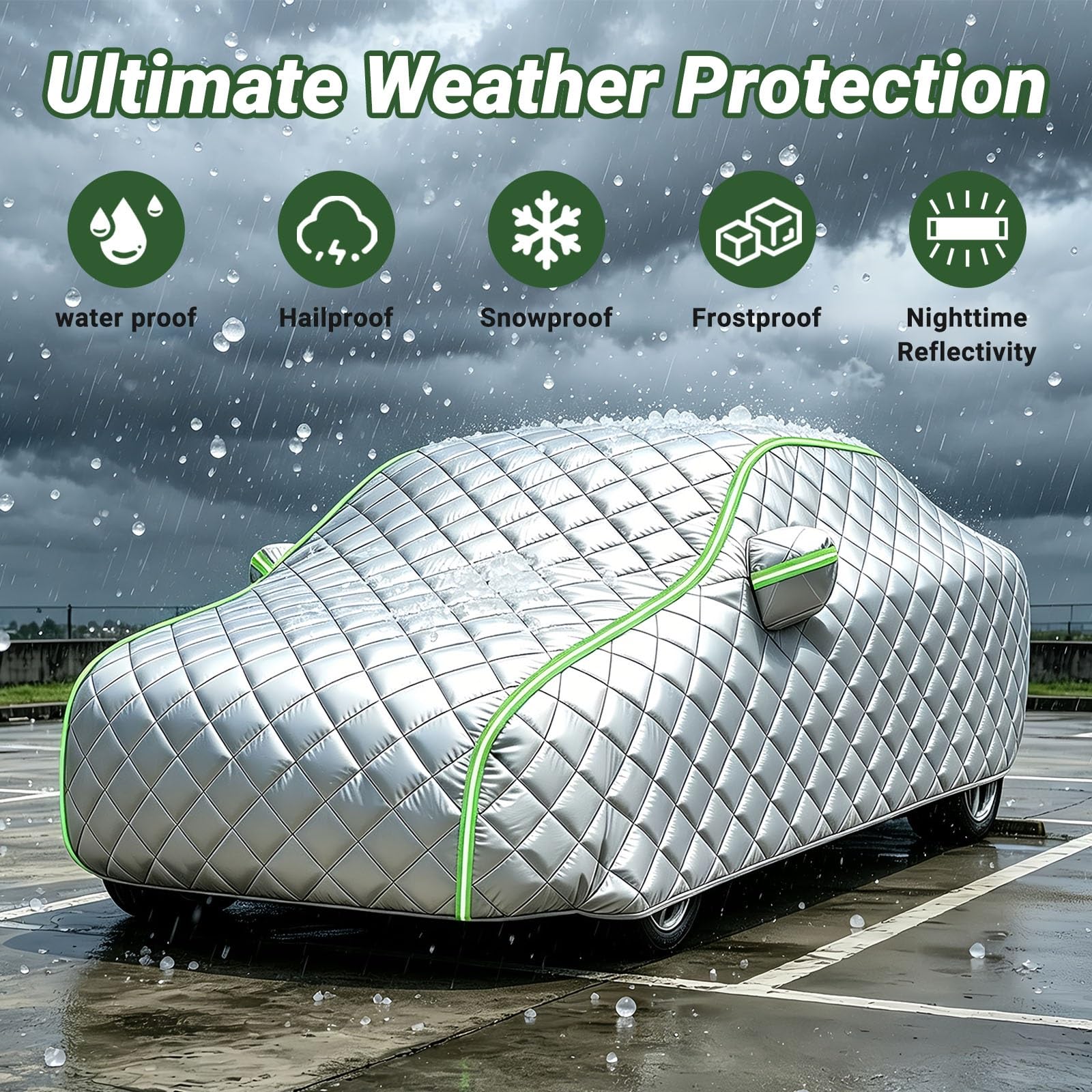 Hagel Vollauto-Abdeckung für Audi TT (4 Seater)/MK2 2007-2014| 4041x1764x1349mm|Verdickte Autoabdeckplane Außenbereich–Wasserdicht,atmungsaktiv und mit Sonnenschutz für Winter und Sommer