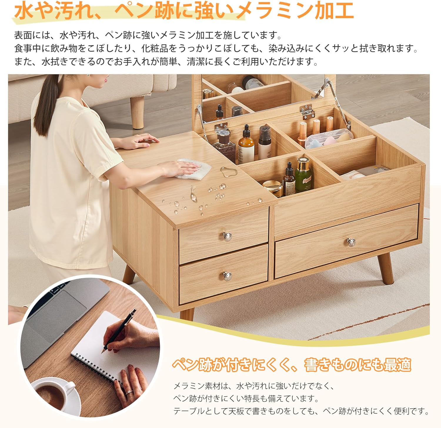 Detailed assembly diagram for the dresser table
