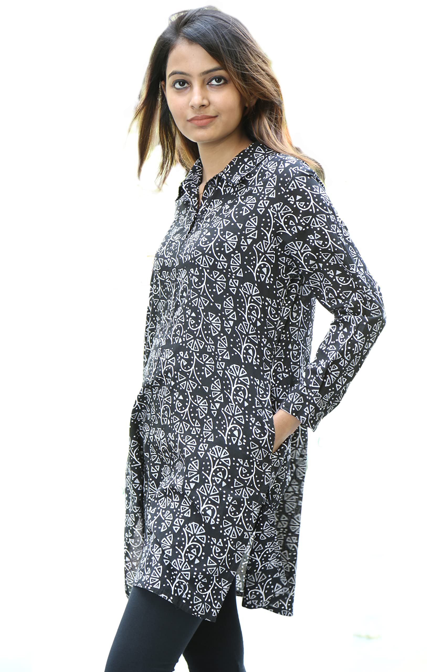 AyurvastramMadhuri Hand Block Printed Shirt Tunic, Top, Kurti, Blouse