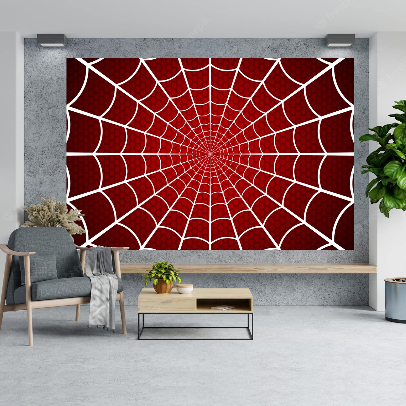 Achtergrond met superheld Spiderman-thema voor jongens 7 x 5 ft witte spinnenweb, rode achtergrond voor cosplay, feest, vinyl fotografie- achtergrond voor kinderen, foto, fotoshoot