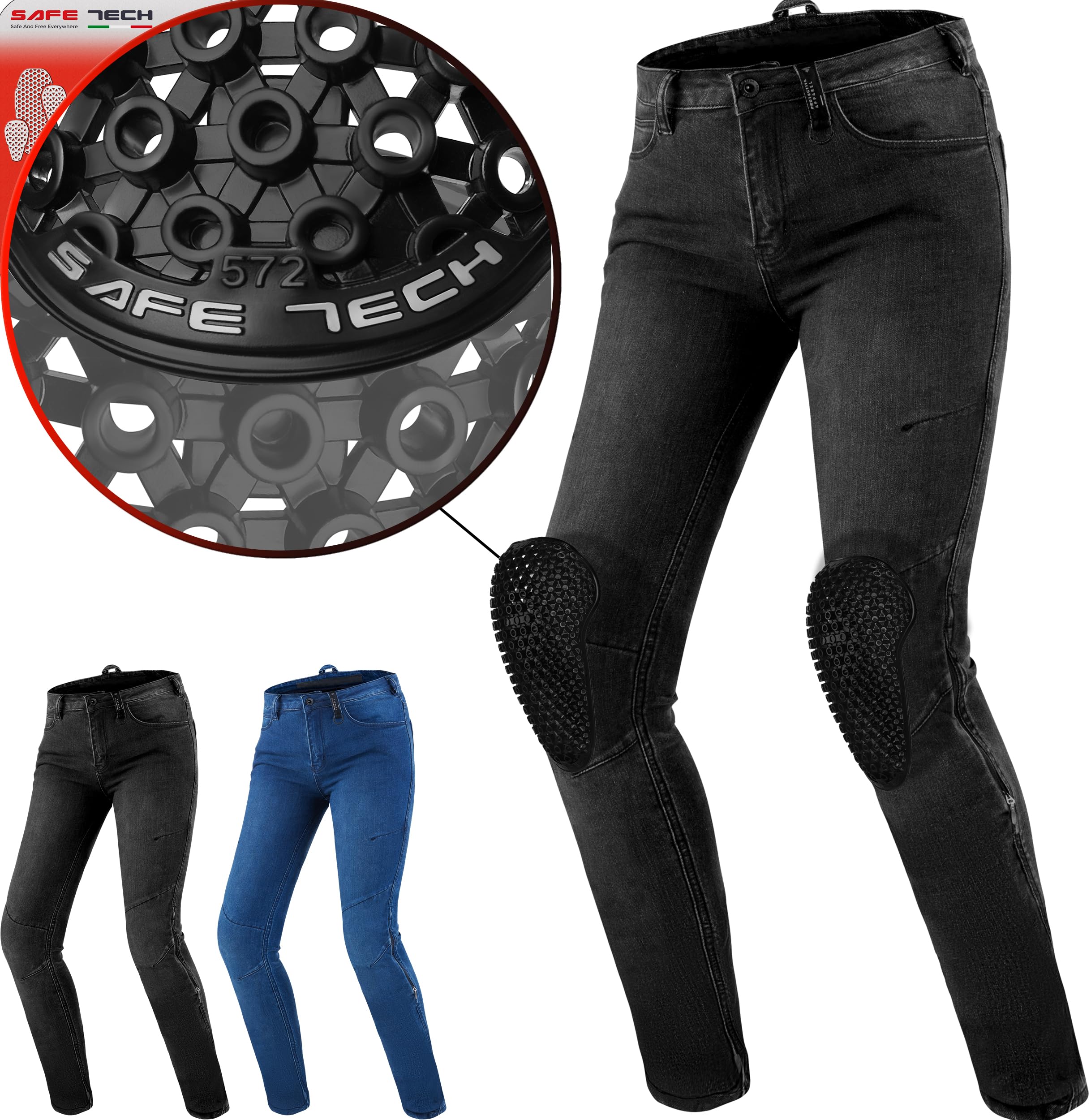 Shima Metro Motorrad Jeans Damen mit Protektoren Airforce Knieprotektoren Motorradhose Kurzgrößen Hosen Motorradjeans