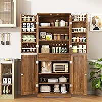 Shintenchi Freestanding Farmhouse Pantry Cabinet with 8 Door Shelves, 2 Doors & Drawer - Rustic Brown Kitchen Storage