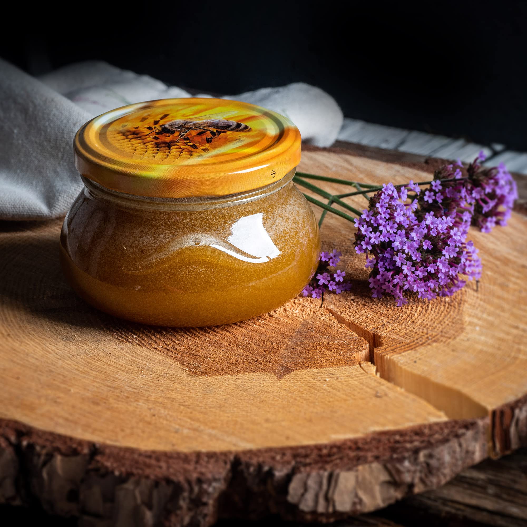 KADAX Set di 50 vasetti per marmellata in Vetro 300ml Ø82 Fiori – Tappo a Vite ermetico, per marmellate, Miele, confetture e bomboniere