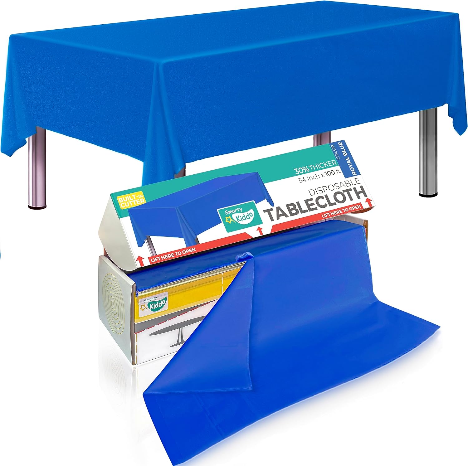 54in X 100ft Blue Premium Plastic Disposable Tablecloth