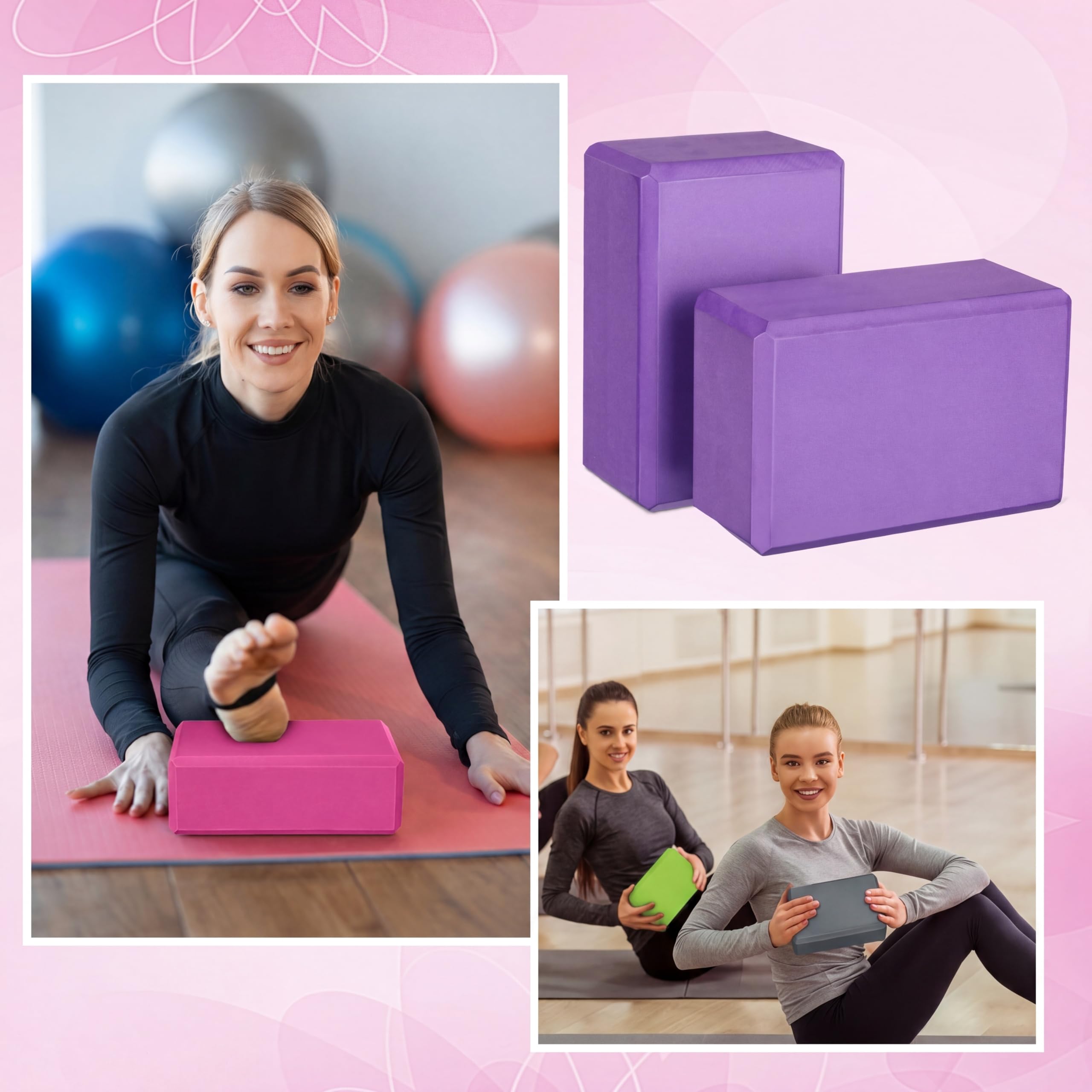 Wettarn 12 blocchi in schiuma EVA per yoga, blocchi di supporto per yoga, leggeri, morbidi e antiscivolo, accessori per yoga, pilates, per ragazze, donne, principianti, stretching e meditazione, 22,9