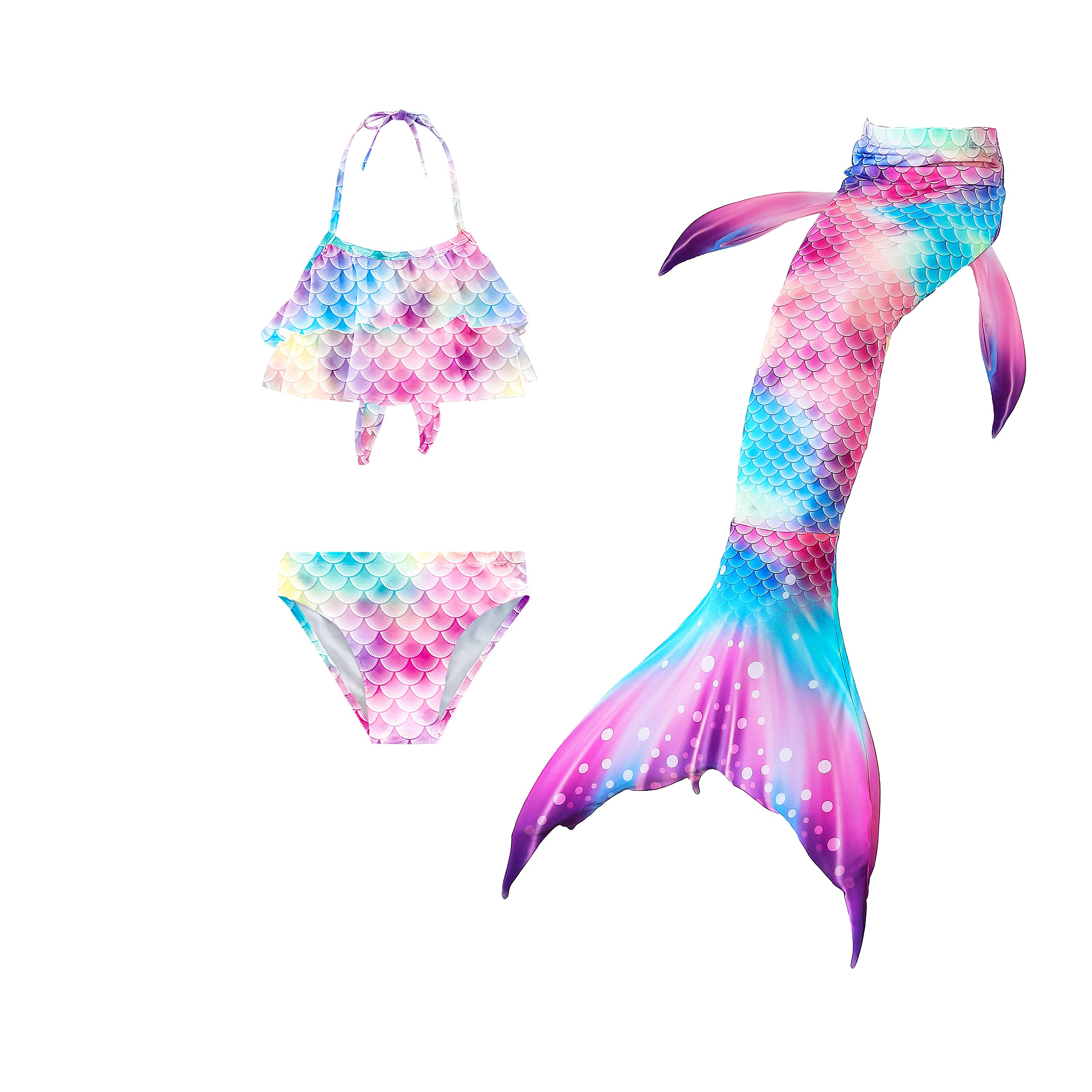 JorunbMermaid Tail Swimsuit, Cartoon Bikini Mermaid Tail Swimsuit Beautiful Performance Clothing Hot Spring Swimming Clothes Set