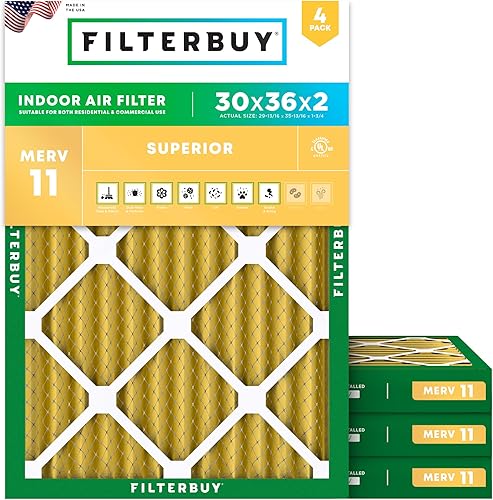 Vista 66 de Filterbuy Filtro de Aire 12x20x1 MERV 11 Defensa Superior contra Mascotas y Alergias (Paquete de 4), Filtros de Reemplazo Electrostáticos Plisados
