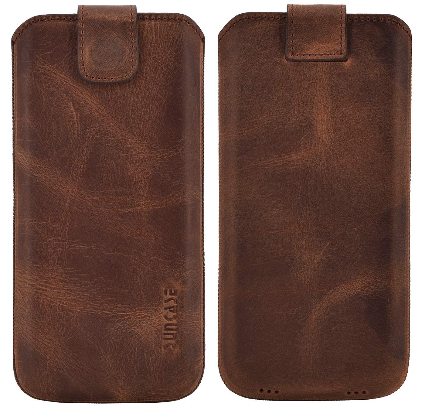 Suncase Etui Tasche kompatibel mit Huawei P30 PRO mit ZUSÄTZLICHER Hülle/Schale/Bumper/Silikon *Lasche mit Rückzugfunktion* Handytasche Ledertasche Schutzhülle Case in antik-Coffee