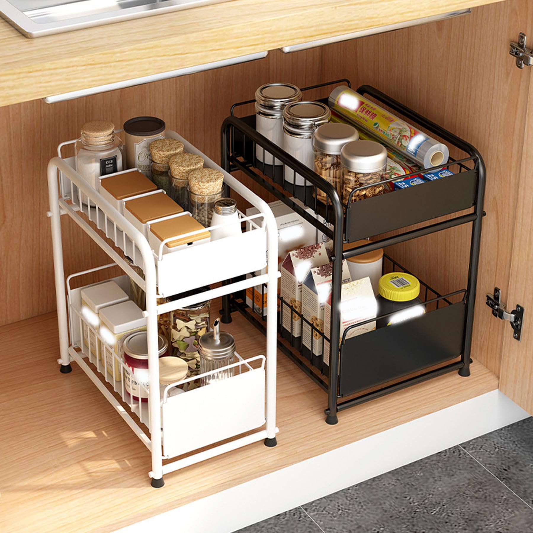 Generico Organizer da Cucina sottolavello, Organizer da Cucina Estraibile a 2 Livelli, per Cucina e Bagno, Soluzione di stoccaggio Multiuso Impermeabile