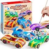 Klever Kits 4 DIY Wooden Race Cars-Build & Paint Your Own Wood Craft Kit, 4 Race Cars Toy, Easy to Assemble Arts Crafts Kit, Birthday Party Presents for Kids Boys and Girls