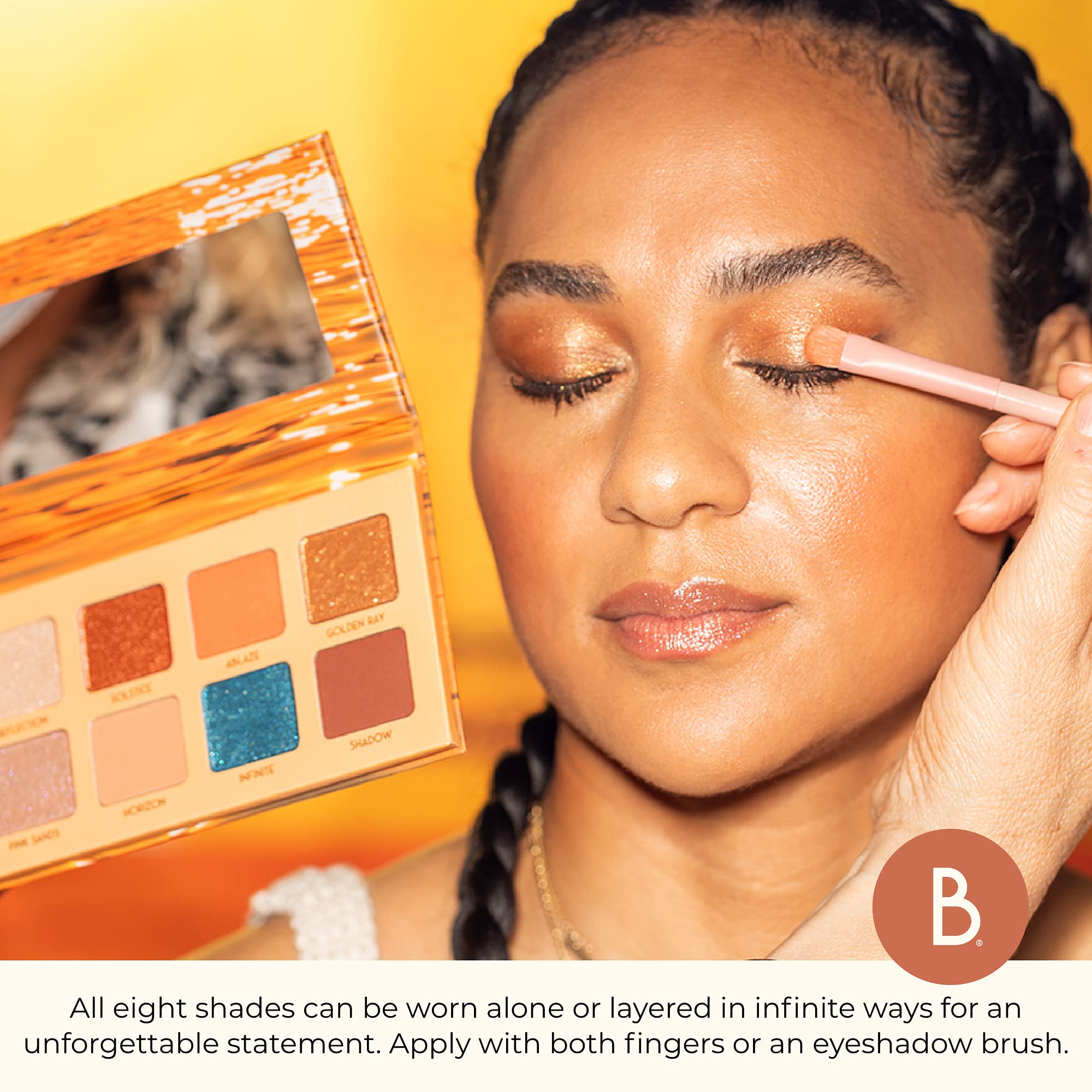 Golden Hour Paleta de sombras de ojos, ocho tonos con acabados mate y brillantes, infundida con mantequilla de mango y vitamina E, libre de crueldad, vegano 7
