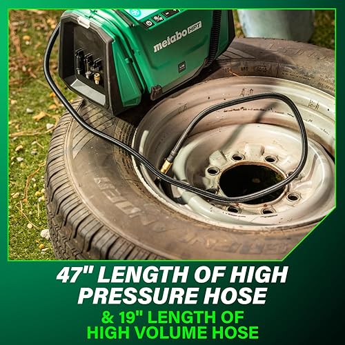 Miniatura 10 de Metabo HPT Inflador de doble función inalámbrico multivoltios de 18 V, inflador de aire portátil con modos de alta presión y alto volumen, presión