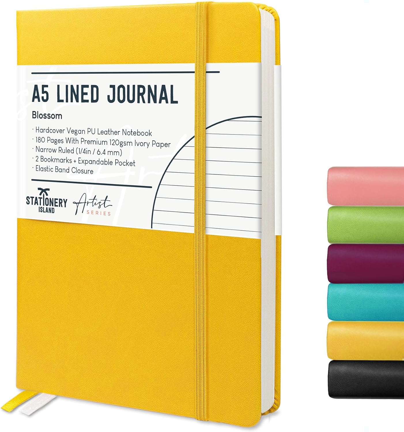 STATIONERY ISLAND A5 Lined Notebook, Journal Lined Hardcover with