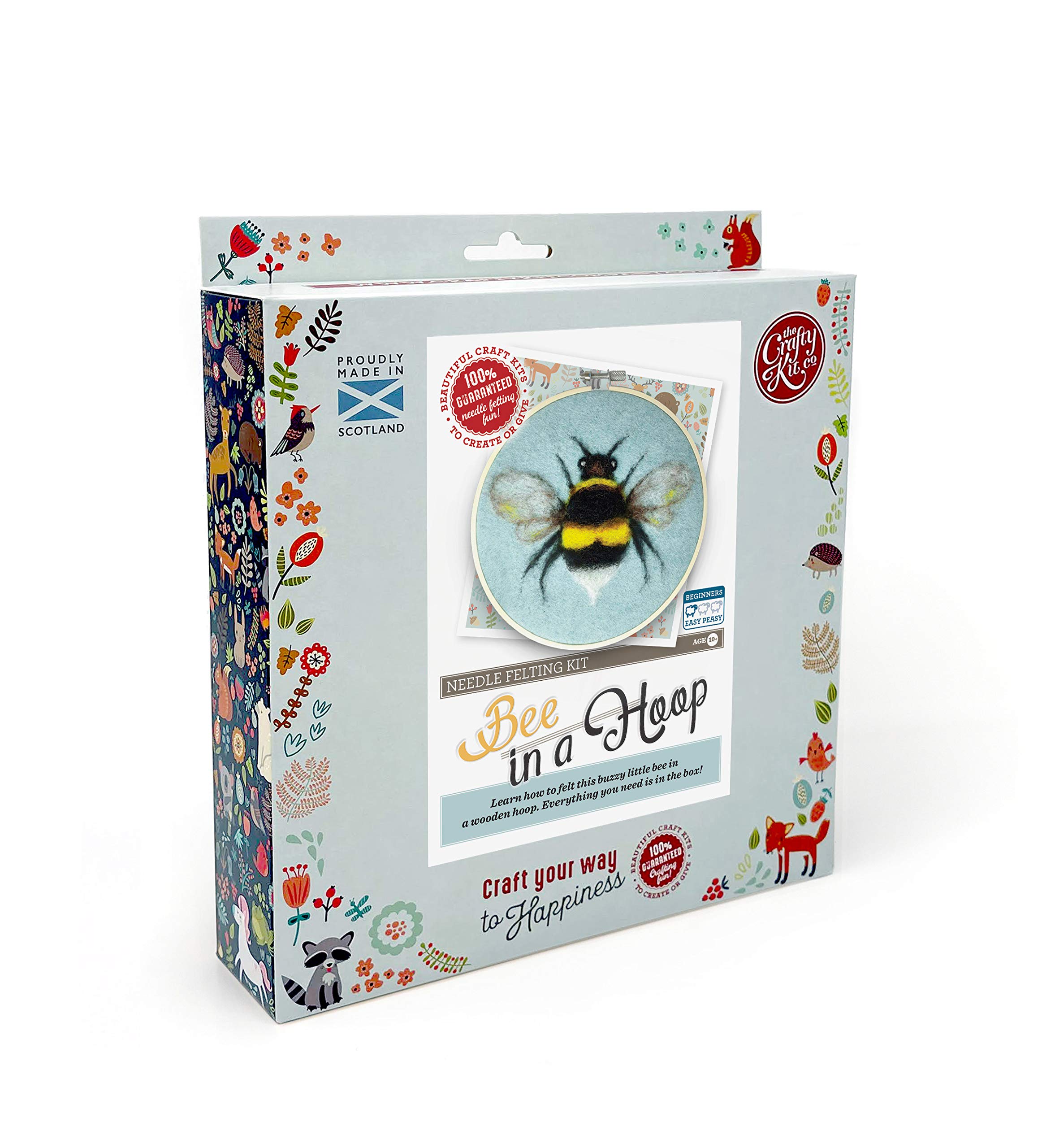 The Crafty KitCompany Needle Felting Craft Kit - Bee in a Hoop! | 100% Corriedale Wool DIY Felt Craft Kit – Handmade Gift for Adults, Teens & Beginners | Age 10+