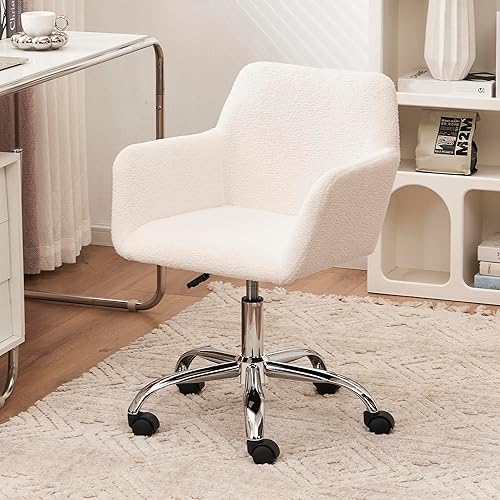 Goujxcy Silla de oficina peluda, silla de escritorio giratoria de piel sintética, silla de oficina en casa de piel sintética, silla tapizada de disponible en Yaxa Peru