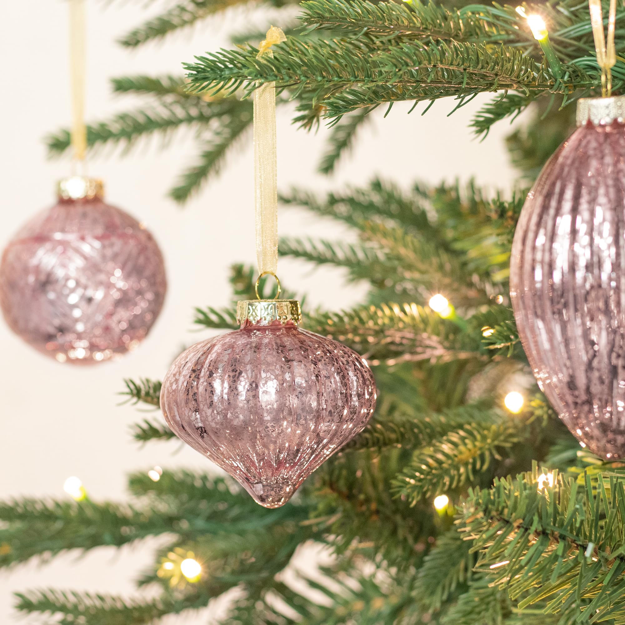 8 piezas bolas de Navidad rosas de cristal de 8 cm bola de cristal colgantes y colgantes bolas ornamento de mercurio deocro de Navidad Perchas Decoraciones navideñas Adornos (Rosa 8)